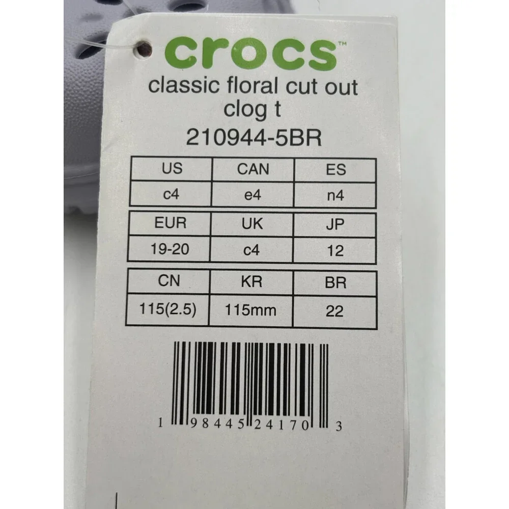 Crocs CLASSIC FLORAL CUT OUT PURPLE MOON Kids' NEW Clog Purple US Size C4
